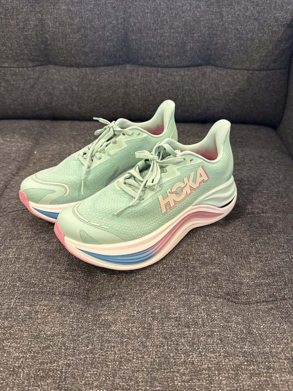 W7.5B - Hoka Women's Skyward X Running Shoes Jadeite Dried Rose